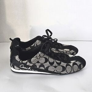 COACH Beautiful Signature Black Lace Up Sneakers Size 8.5